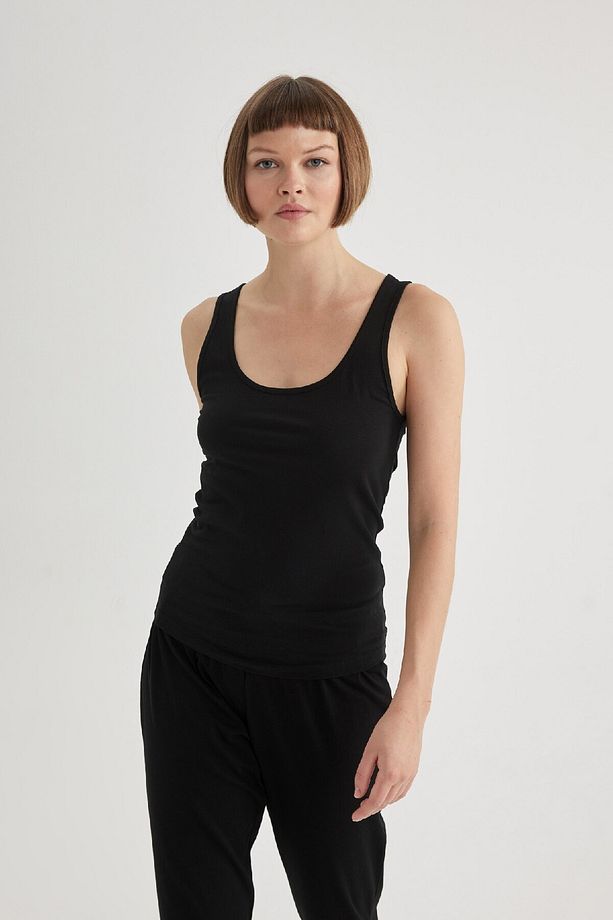 Regular Fit Pamuklu Basic Düz Siyah Iç Atlet-fall In Love R9041az24sp - 4