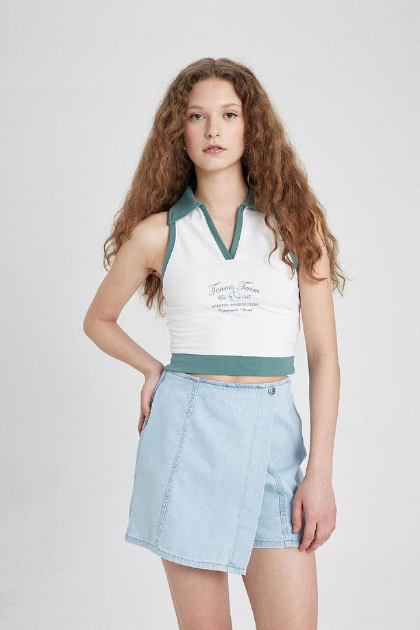 Yüksek Bel Mini Jean Şort Etek B8292AX24SM - 3