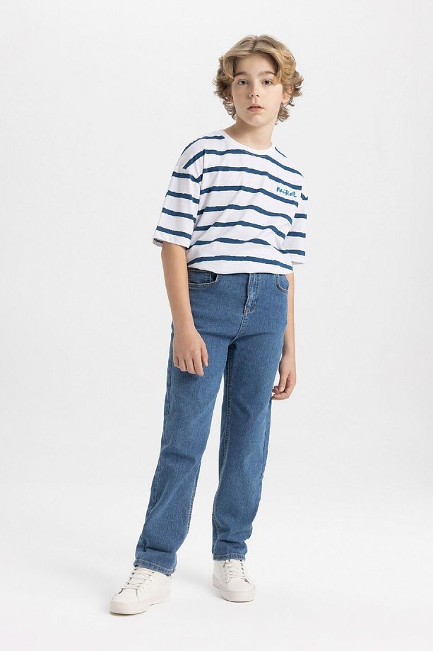 Erkek Çocuk Loose Fit Standart Paça Basic Düz Jean Pantolon B5557a824sm - 4