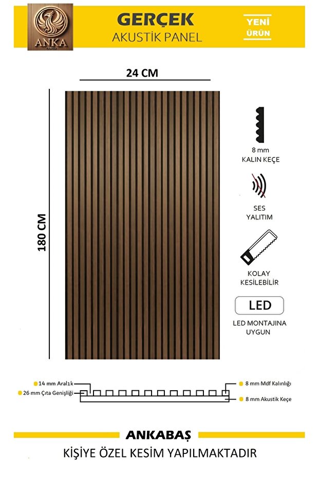 24x180 Akustik Ahşap Duvar Paneli - 1