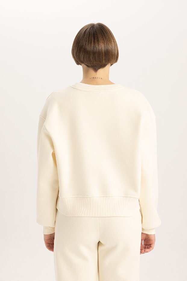 Relax Fit Bisiklet Yaka Kalın Basic Düz Sweatshirt B8568ax23wn - 6