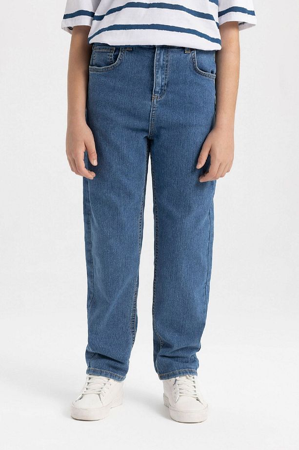 Erkek Çocuk Loose Fit Standart Paça Basic Düz Jean Pantolon B5557a824sm - 6