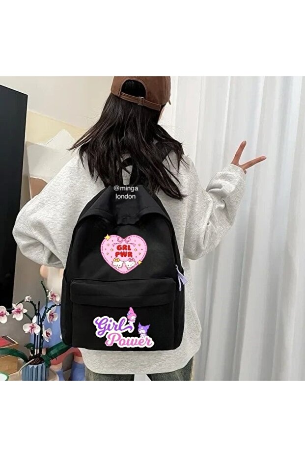 Sanrio Girl Power Double Printed School, Classroom, Course Backpack with Front Pocket -Minga London