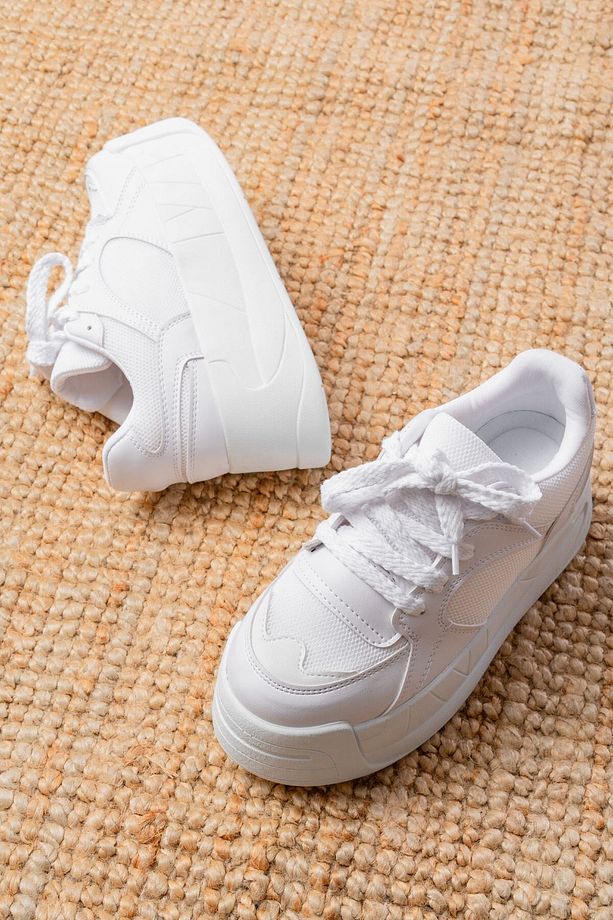 SHOES SP-190 Garni Bağcıklı Fileli Yüksek Taban Günlük Spor Ayakkabı - 5