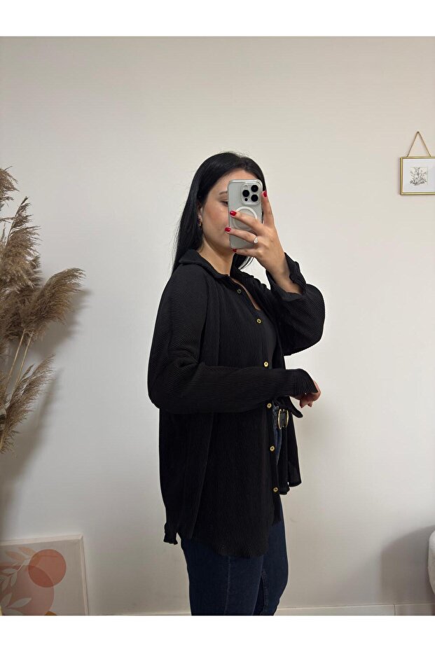 Piliseli Oversize Gömlek - 3