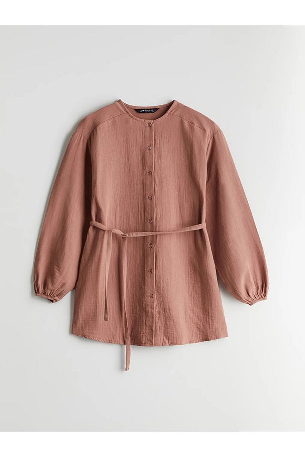 LCW Modest Pembe Bisiklet Yaka Kadın Gömlek Tunik - 1