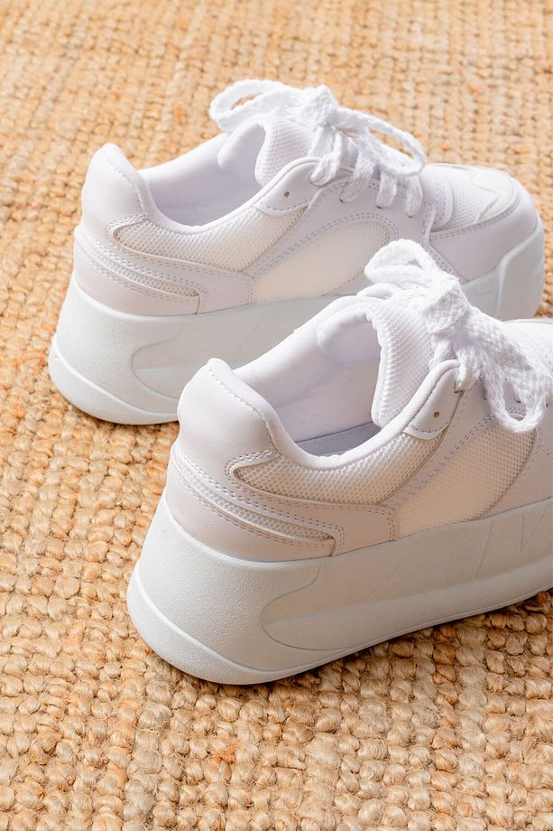 SHOES SP-190 Garni Bağcıklı Fileli Yüksek Taban Günlük Spor Ayakkabı - 4