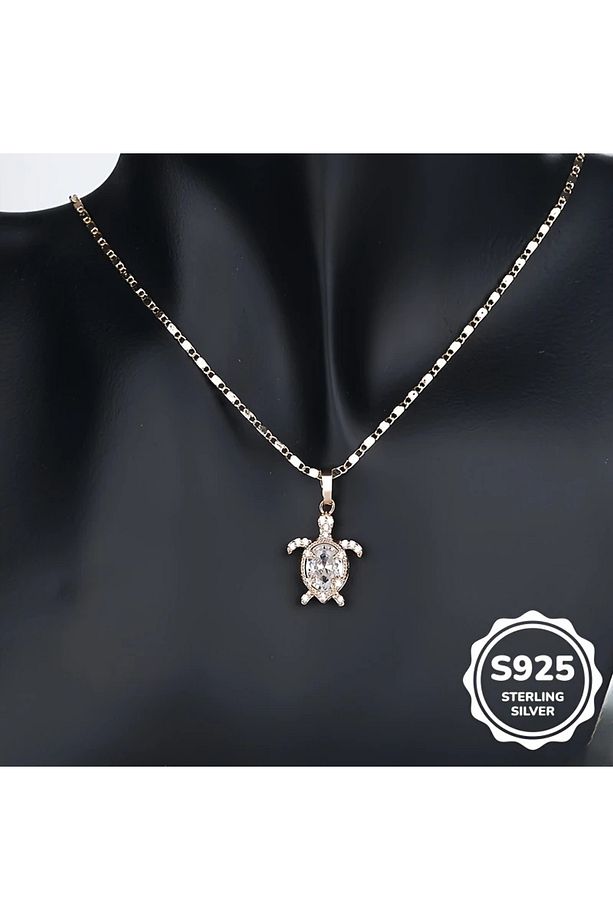 925 Gümüş Kaplumbağa Kolye Ve Küpe Seti - 2