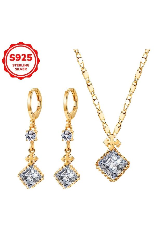 925 Gümüş Kolye ,Küpe Seti - 1
