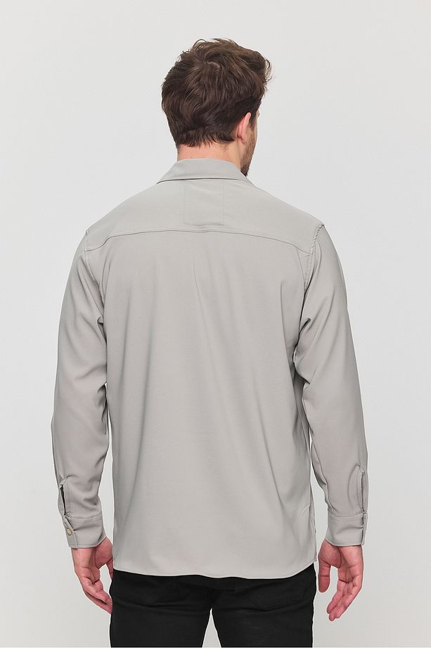 Oversize Uzun Kollu Kolay Ütü Teri Emen Nefes Alan Double Face Dört Mevsim RAHAT KESİM Erkek  Gömlek - 7