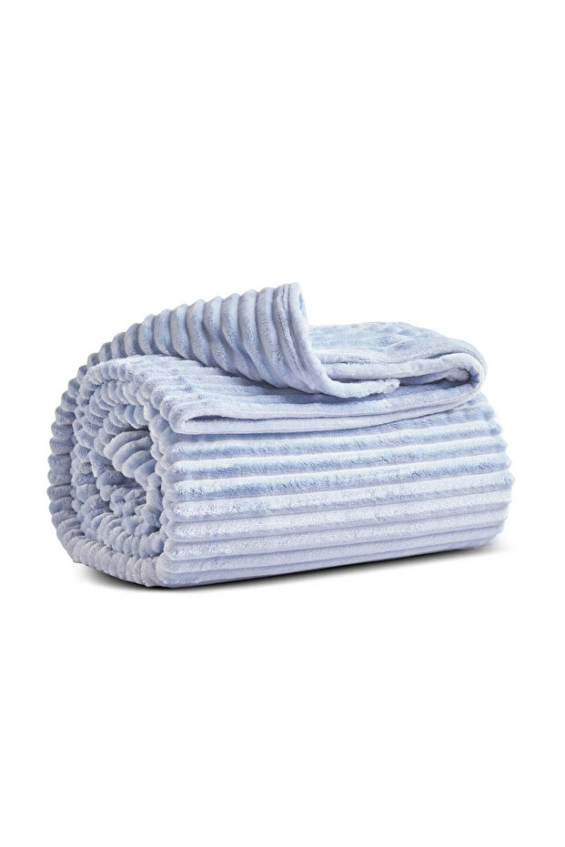 Karaca Ruby Stripe Wellsoft Blanket, Single, Blue - 1