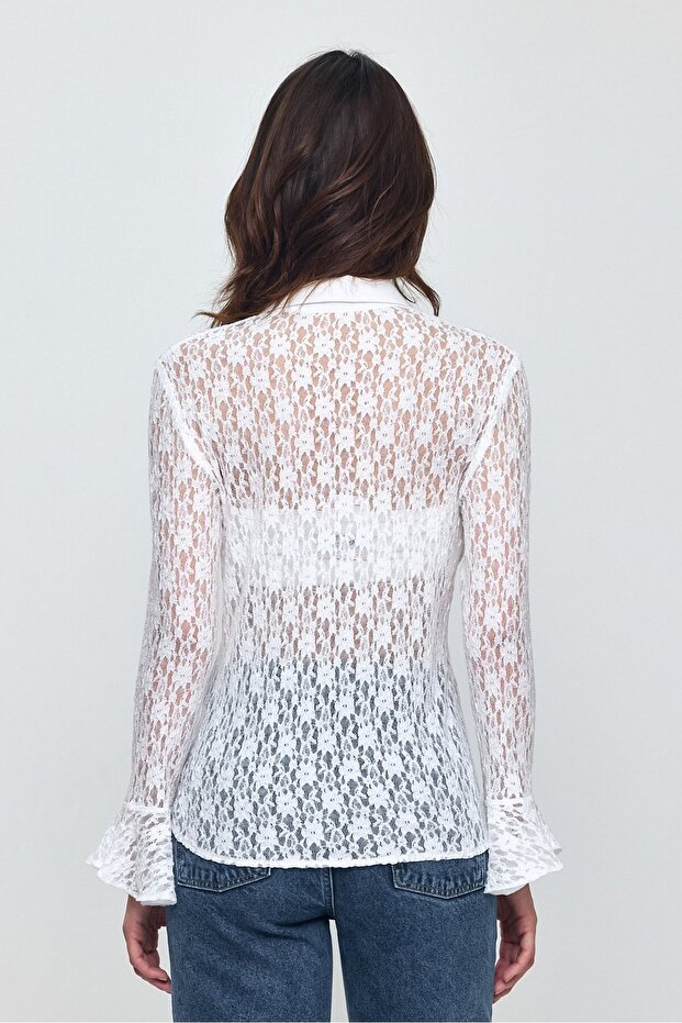 Dantel Transparan Gömlek - 3