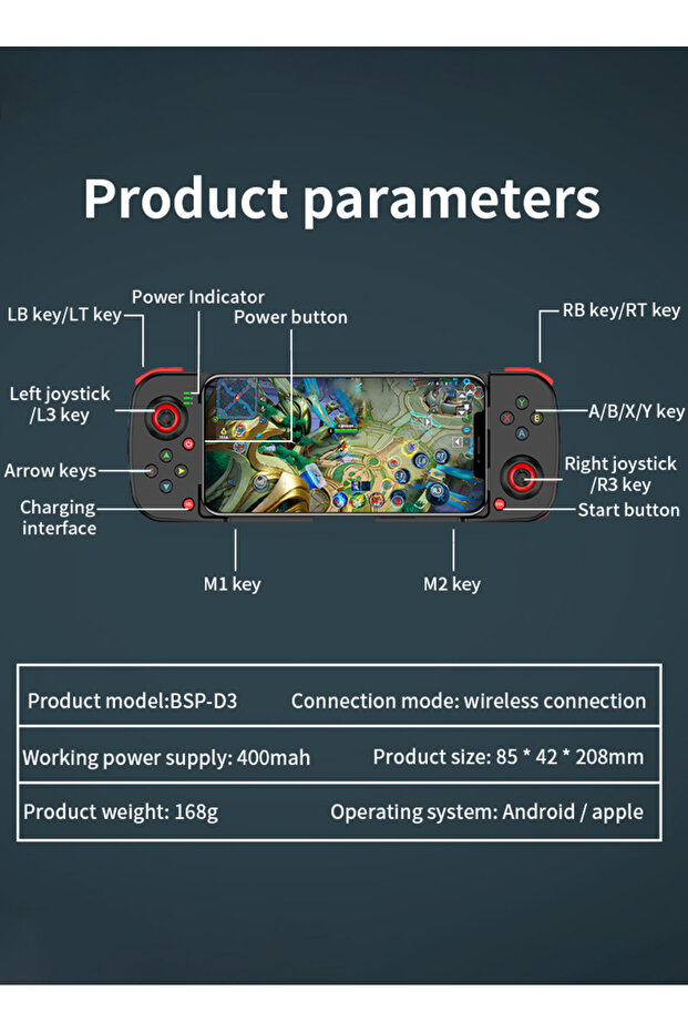D3 Mobile Game Controller Gamepad for iPhone iOS Android PC PS4 Switch - 7
