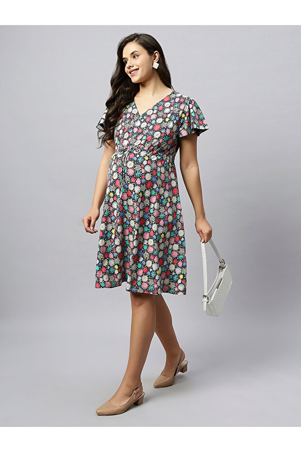 organic cotton maternity dress with drawstring