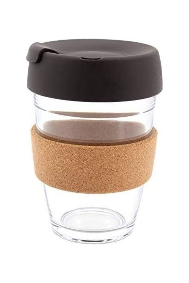 Travel Mug With Lid Clear/Brown/Black