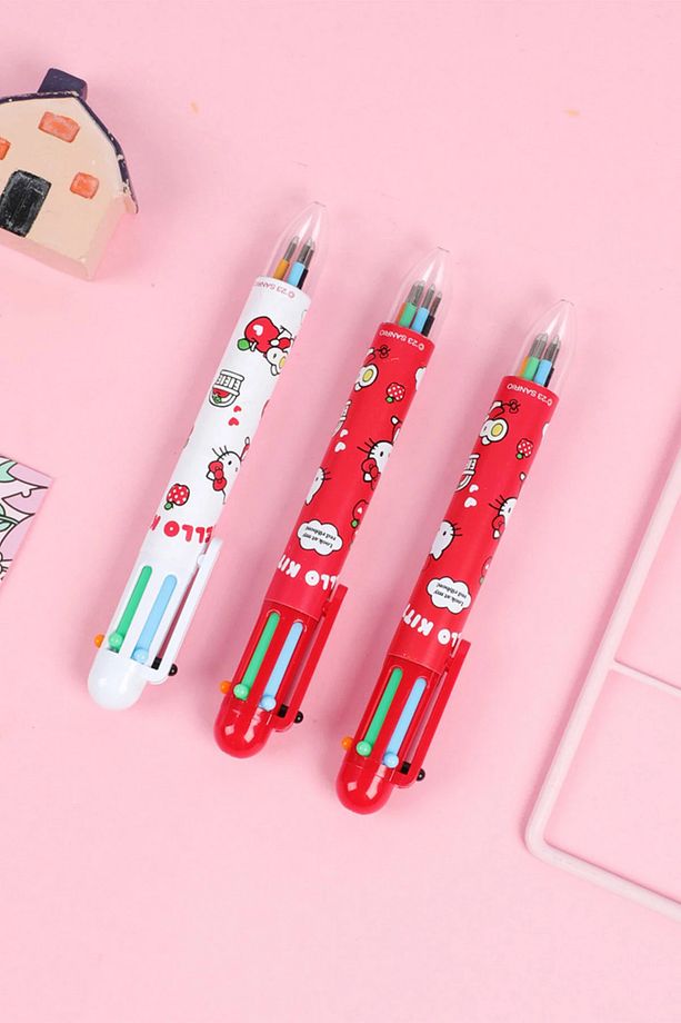 Hello Kitty Lisanslı Elma Koleksiyonu 6 Renkli Çoklu Tükenmez Kalem - 2