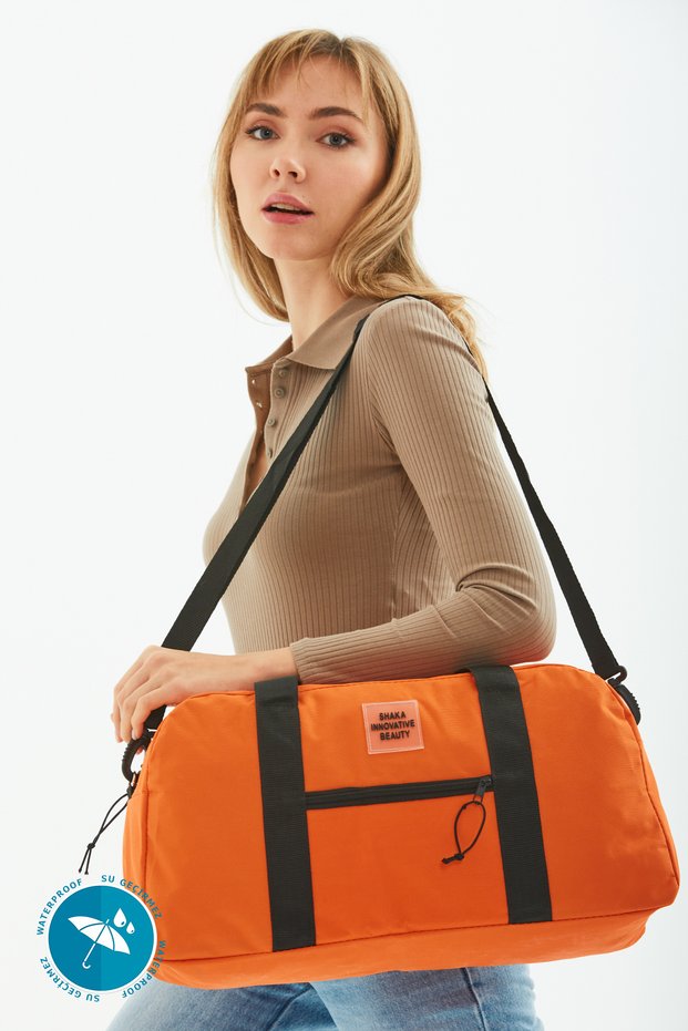 Orange U33 Waterproof Travel Fitness and Sports Bag with Front Pocket Detail and Adjustable Strap B:28 E:4