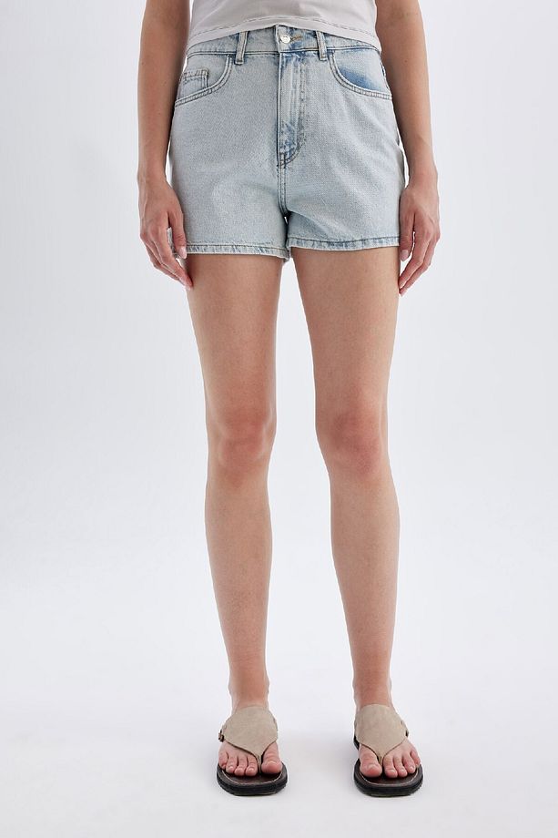 Mom Fit Yüksek Bel Dar Paça Jean Şort C0681AX24SM - 1