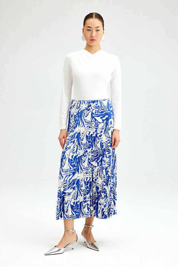 PATTERNED PLEATED SKIRT - 1