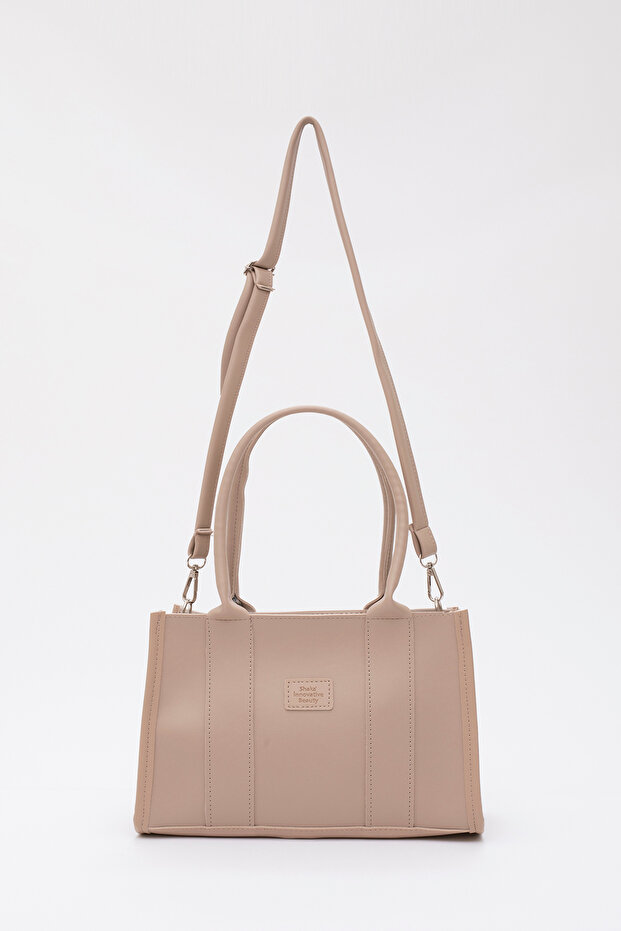 Mink Shk83 Faux Leather Single Compartment Zippered Double Strap Hand, Arm and Shoulder Bag L:17 E:27 W:10