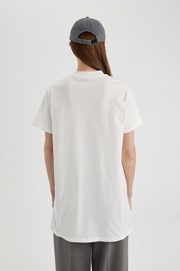 Regular Fit Bisiklet Yaka Basic Düz Kısa Kollu %100 Pamuk Tunik A8351ax24sp - 6