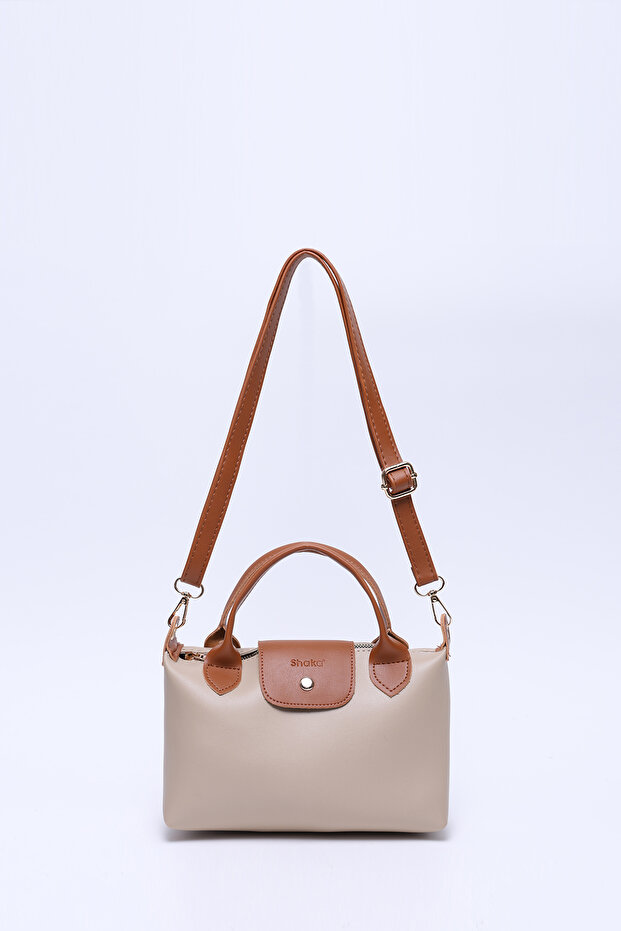 Mink-Tan Shk135 Faux Leather, Single Compartment, Double Strap Hand, Arm and Cross Shoulder Bag