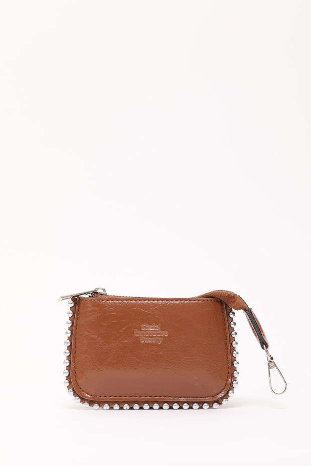 Taba Shk192 Faux Leather Beaded Charm Bag Accessory, Card Holder Wallet