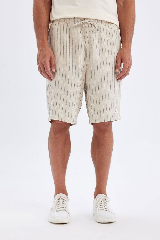 Relax Fit Keten Karışımlı Yazlık Bermuda Şort C1240ax24sm - 4