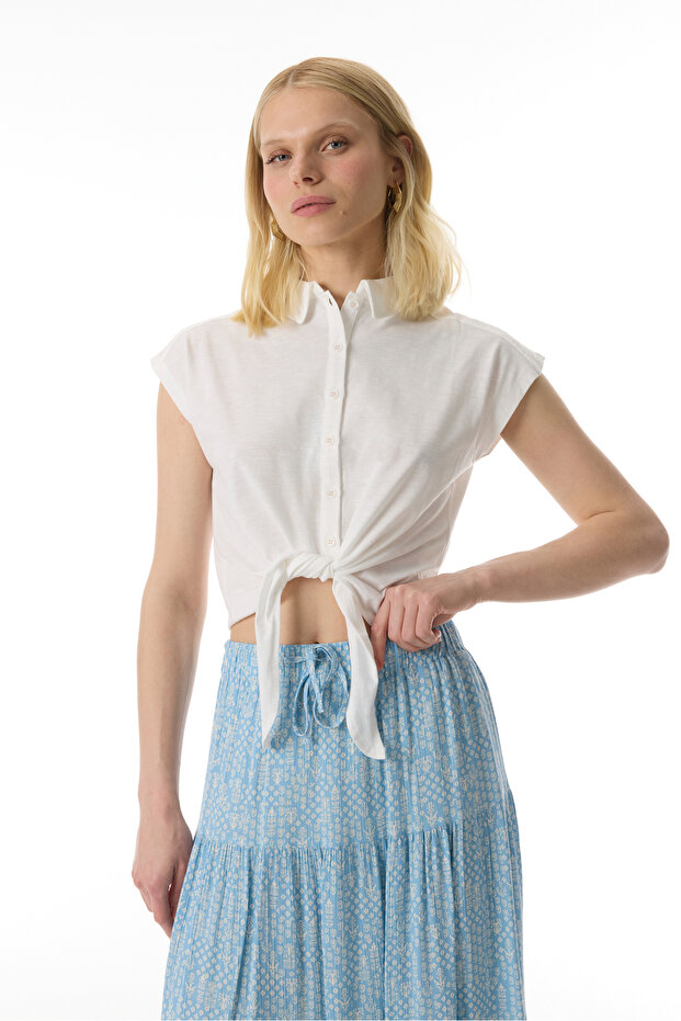 BAĞLAMALI CROP BLUZ - 1