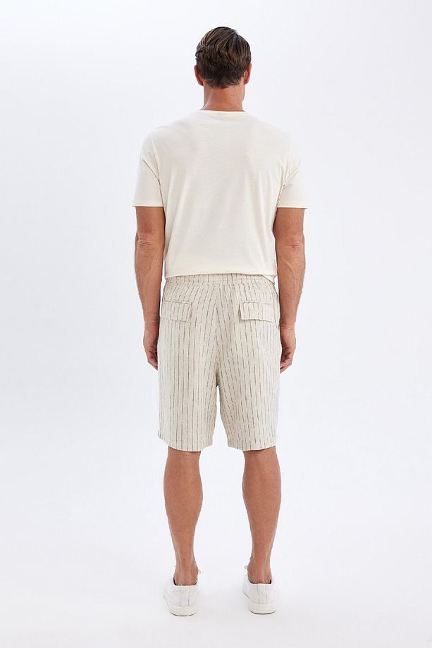 Relax Fit Keten Karışımlı Yazlık Bermuda Şort C1240ax24sm - 7