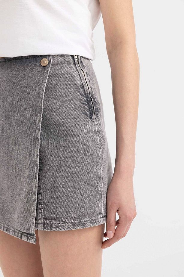 Yüksek Bel Mini Jean Şort Etek C0695AX24SM - 7