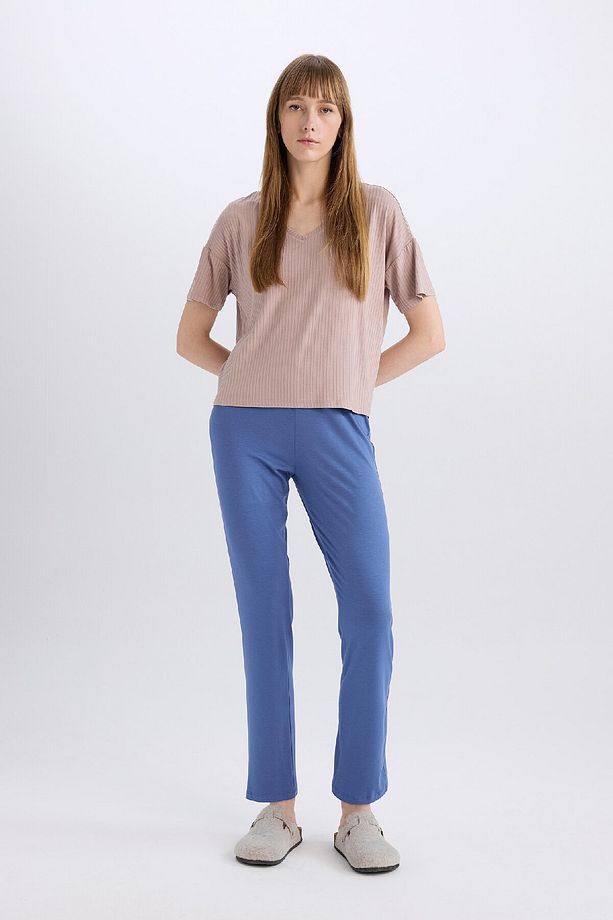 Regular Fit V Yaka Casual Kısa Kollu Pijama Üstü-fall In Love B6181ax24sp - 2