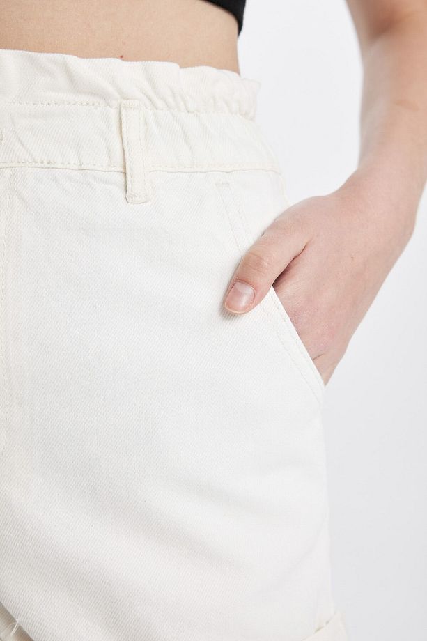 Paperbag Yüksek Bel Katlamalı Paça Jean Şort C2434ax24hs - 5