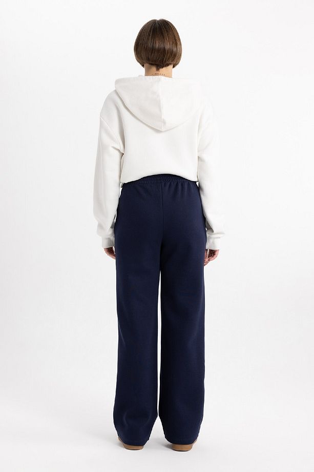 Straight Fit Beli Lastikli Eşofman Altı Cepli Yüksek Bel Kalın Basic Düz B8571ax24sp - 6
