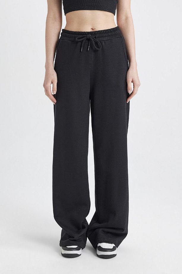 Coool Wide Leg Beli Lastikli Bağcıklı Cepli Bol Paça Basic Düz Eşofman Altı B3345ax24sp - 4
