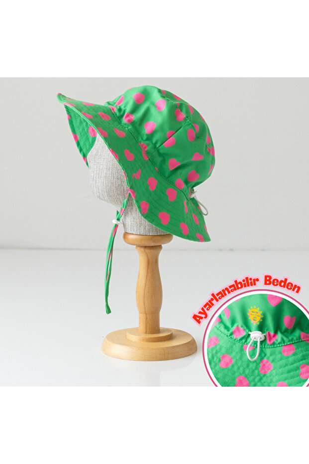 Green-Pink Uv Protection Hat - Compatible up to 7 Years