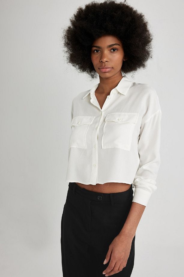 Regular Fit Uzun Kollu Crop Gömlek A5380ax24sp - 4