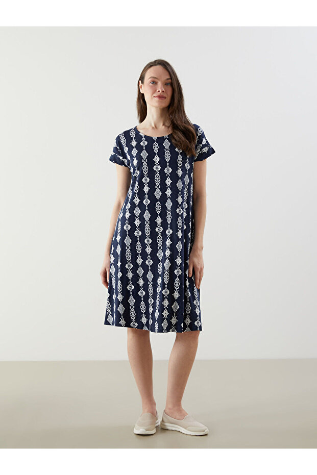 Crew Neck Print Dress