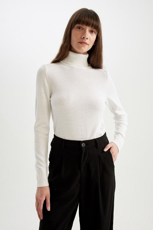 Regular Fit Yumuşak Dokulu Balıkçı Yaka Basic Düz Triko Kazak H1651az24wn - 7