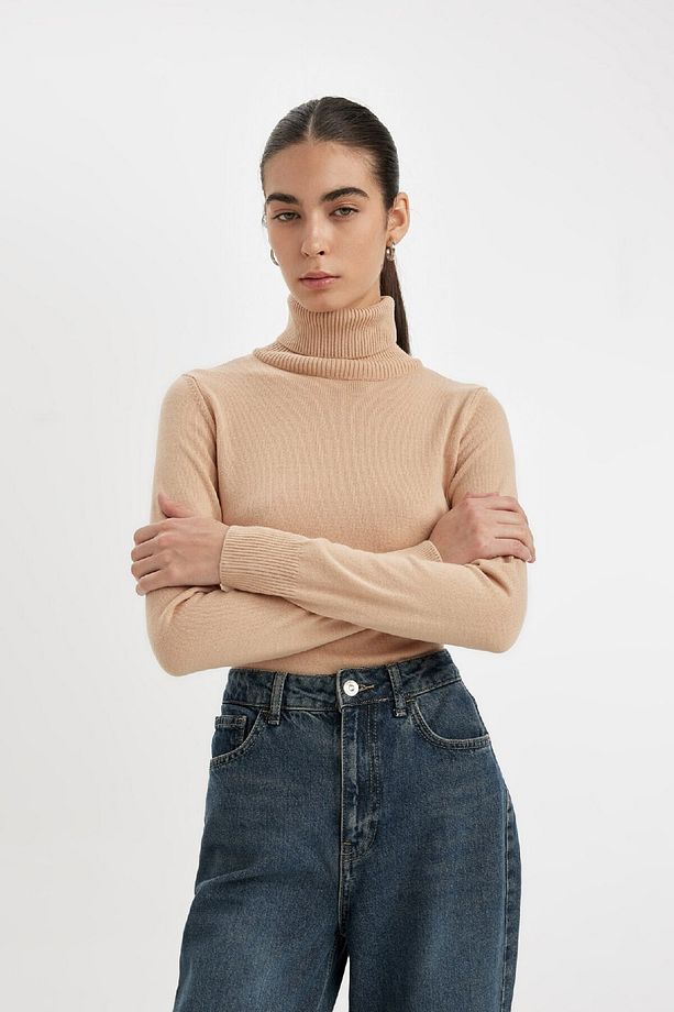 Regular Fit Yumuşak Dokulu Balıkçı Yaka Basic Düz Triko Kazak H1651az24wn - 3