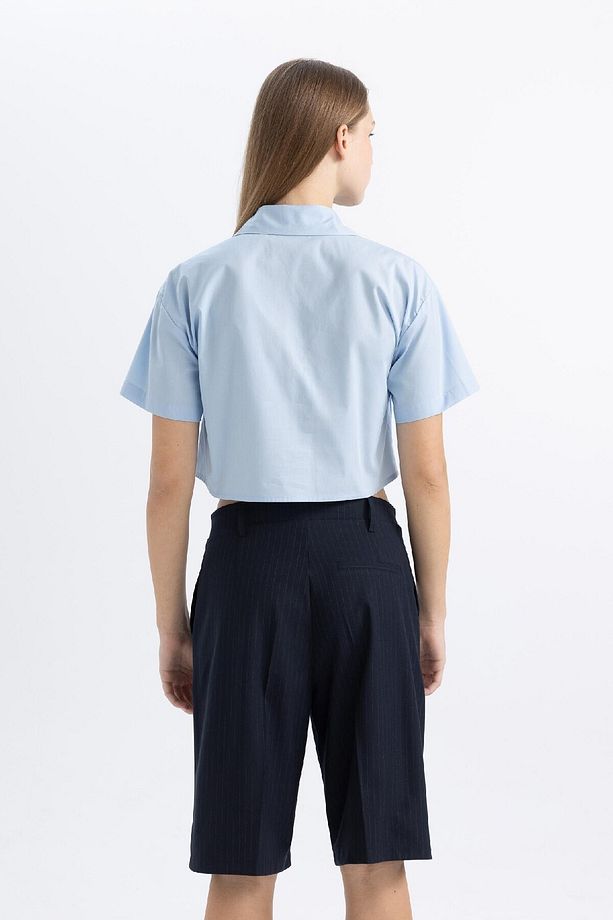 Coool Oversize Geniş Kalıp Cep Detaylı Crop Kısa Kollu Gömlek C0739ax24sp - 8