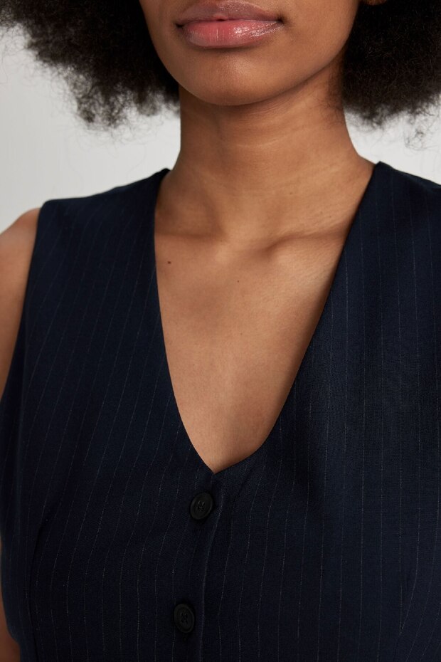 Regular Fit Crop Basic Plain Button Blazer Weste Z8526az24sp - 5