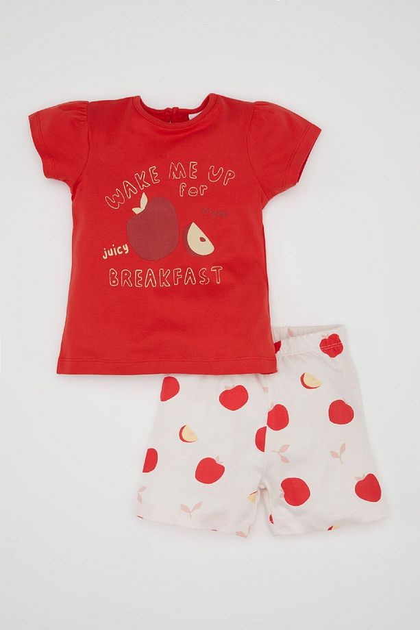 Kız Bebek Pijama Takımı Meyve Desenli Penye Kısa Kollu Üst Şort C0970a524hs - 1