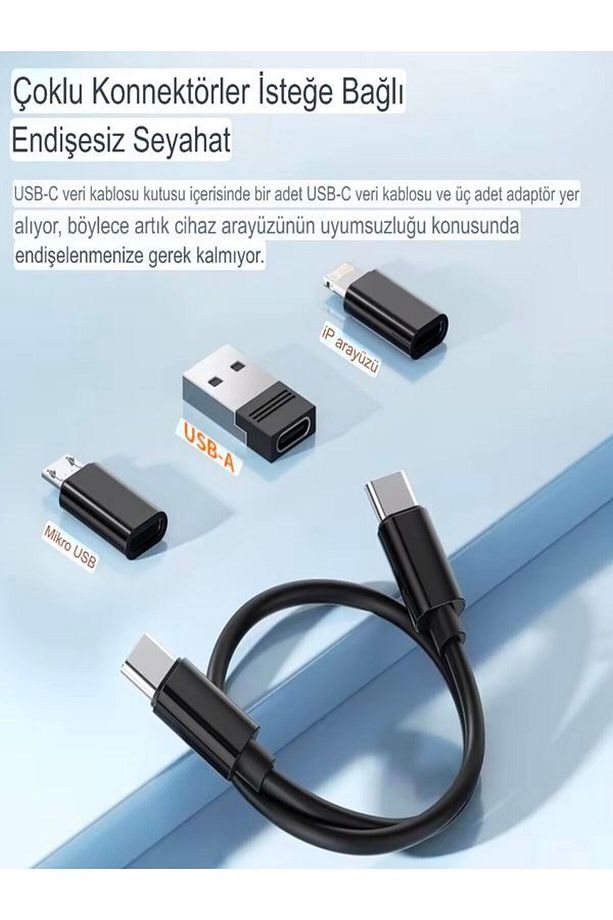 Aynalı, Standlı 8-in-1 Çok Işlevli Seyahat Seti - Type-c, Usb, Micro, Lightning Port Çevirici - 7
