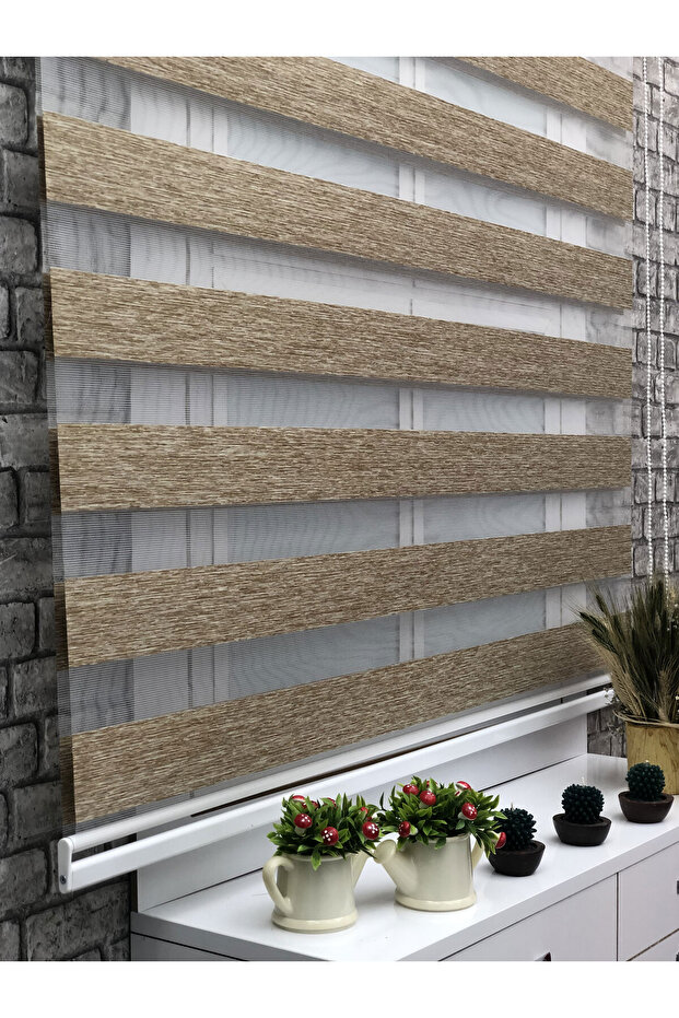 Bambu Zebra Perde Sütlü Kahve - 1