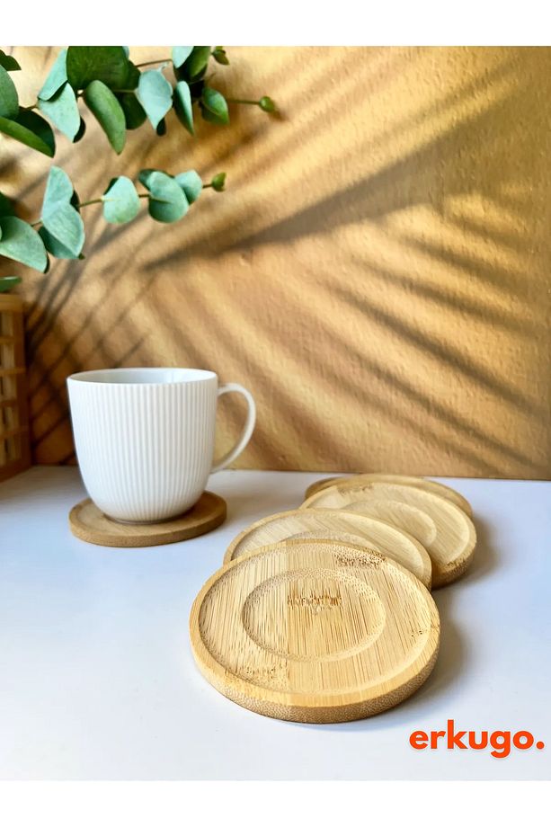 6 Adet Yuvarlak Bambu Altlık, Bardak Altlığı, Fincan Tabağı, Çay Tabağı - 2