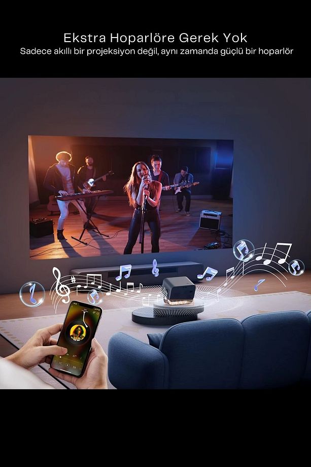 V8 Vision Android Taşınabilir Sinema Projeksiyon Wifi Destekli En Güncel Sürüm Akıllı Projektör - 5