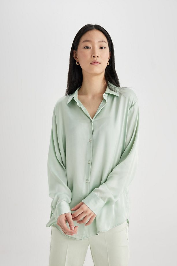 Regular Fit Saten Uzun Kollu Gömlek Z2989az24sp - 4