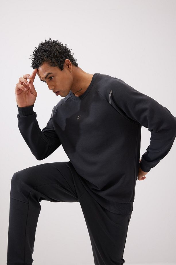 DeFactoFit Standart Fit Bisiklet Yaka Skuba Dalgıç Kumaş Sporcu Sweatshirt C2311AX24SP - 3