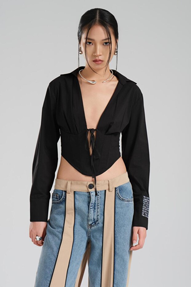 Women's Corset Detailed Design Shirt